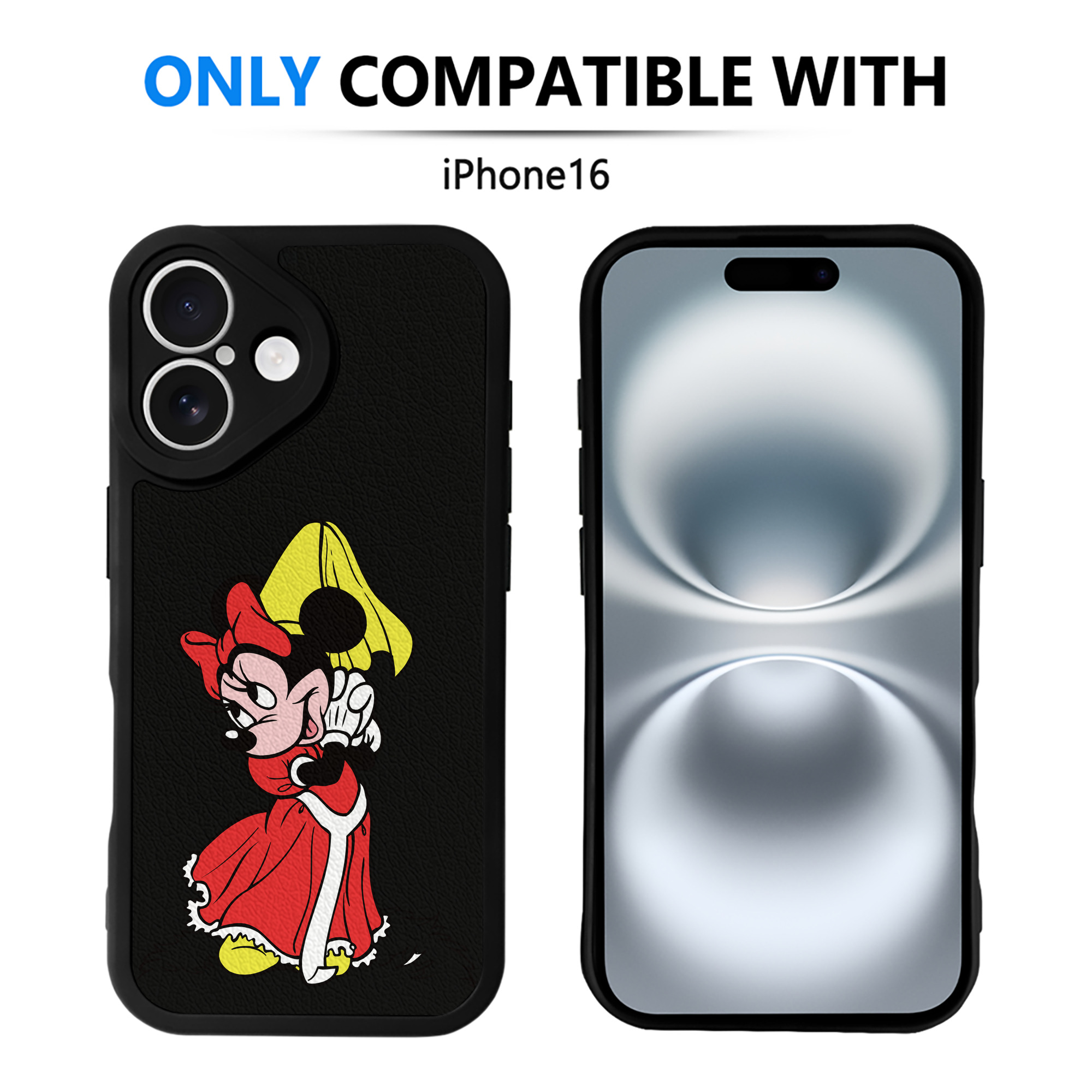 （画像用） ミッキーマウス Mickey Mouse 【iPhone 16シリーズ対応】シリコンスマホケース（レザー調） 材質：シリコン
